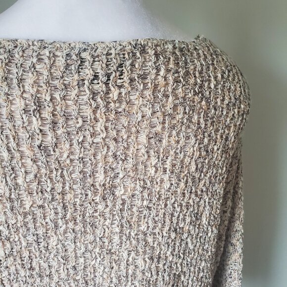 ROOTS Women's Round Neck Ribbed Knit Sweater Heathered Blush & Black Size Medium - Picture 8 of 10